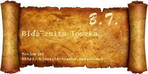 Blázsits Toszka névjegykártya
